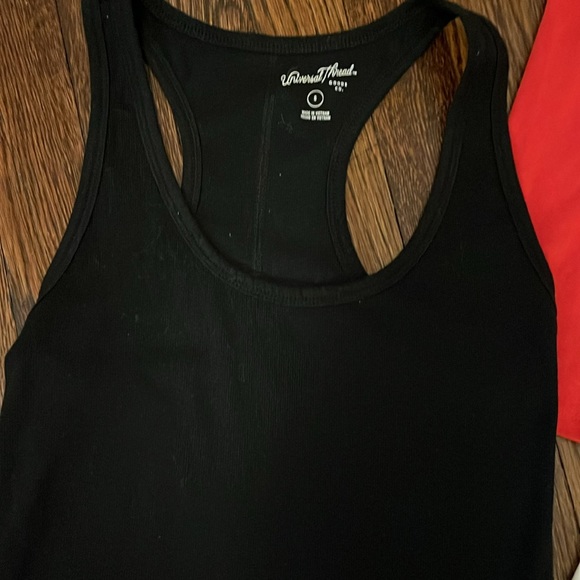3 tank tops, two are razorback, red, black and white size small - Picture 2 of 4